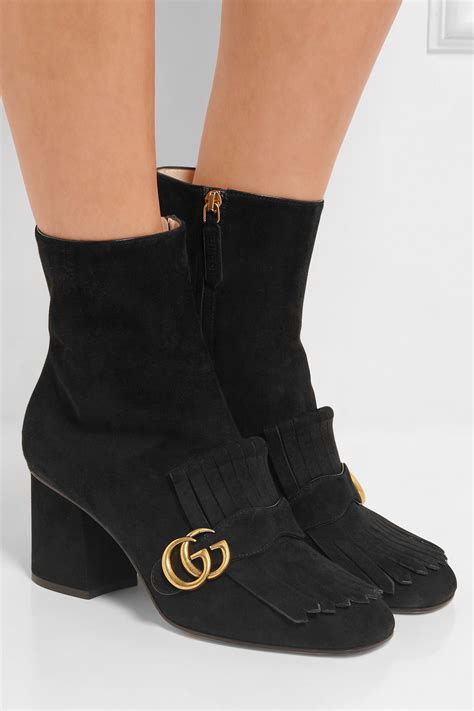 gucci marmont fringed suede ankle boots|Gucci boots snake bottom.